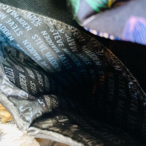 STEVE MADDEN BLACK SMALL PURSE WITH SCARF ACCENT AND DETACHABLE STRAP - Picture 8 of 9